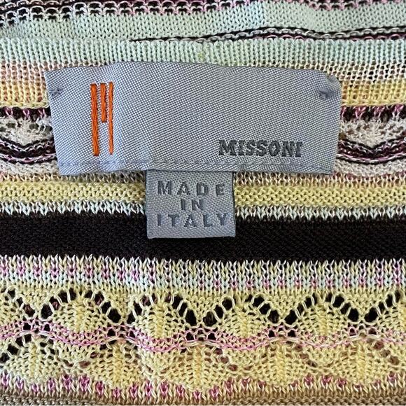 Vintage MISSONI Pastel Lace Knit Sweater Top Pink Yellow and Mint - Picture 7 of 11
